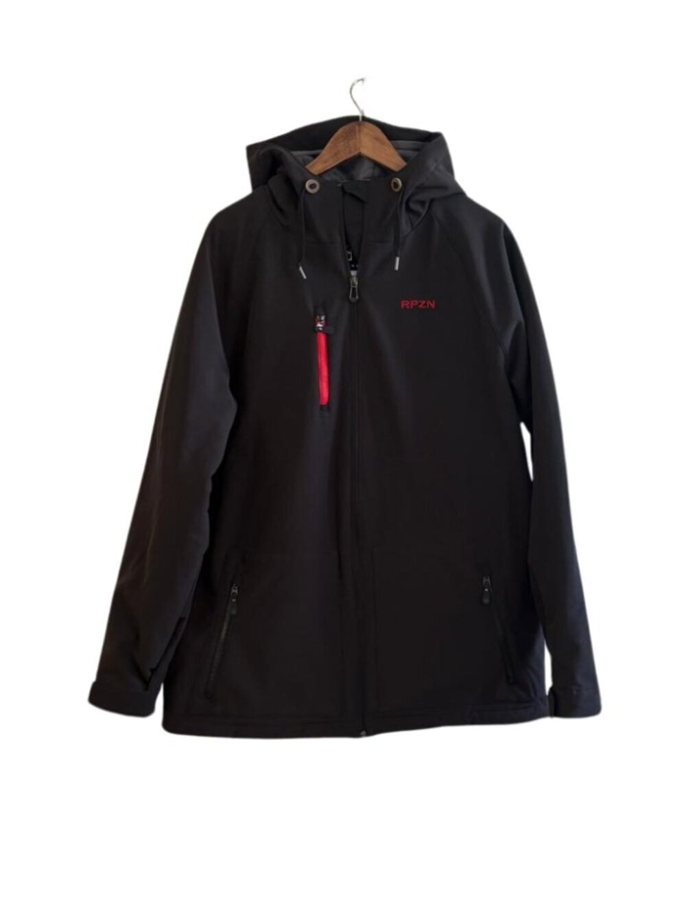 Ripzone Black Softshell Hooded Jacket with Red Accents Men’s XL